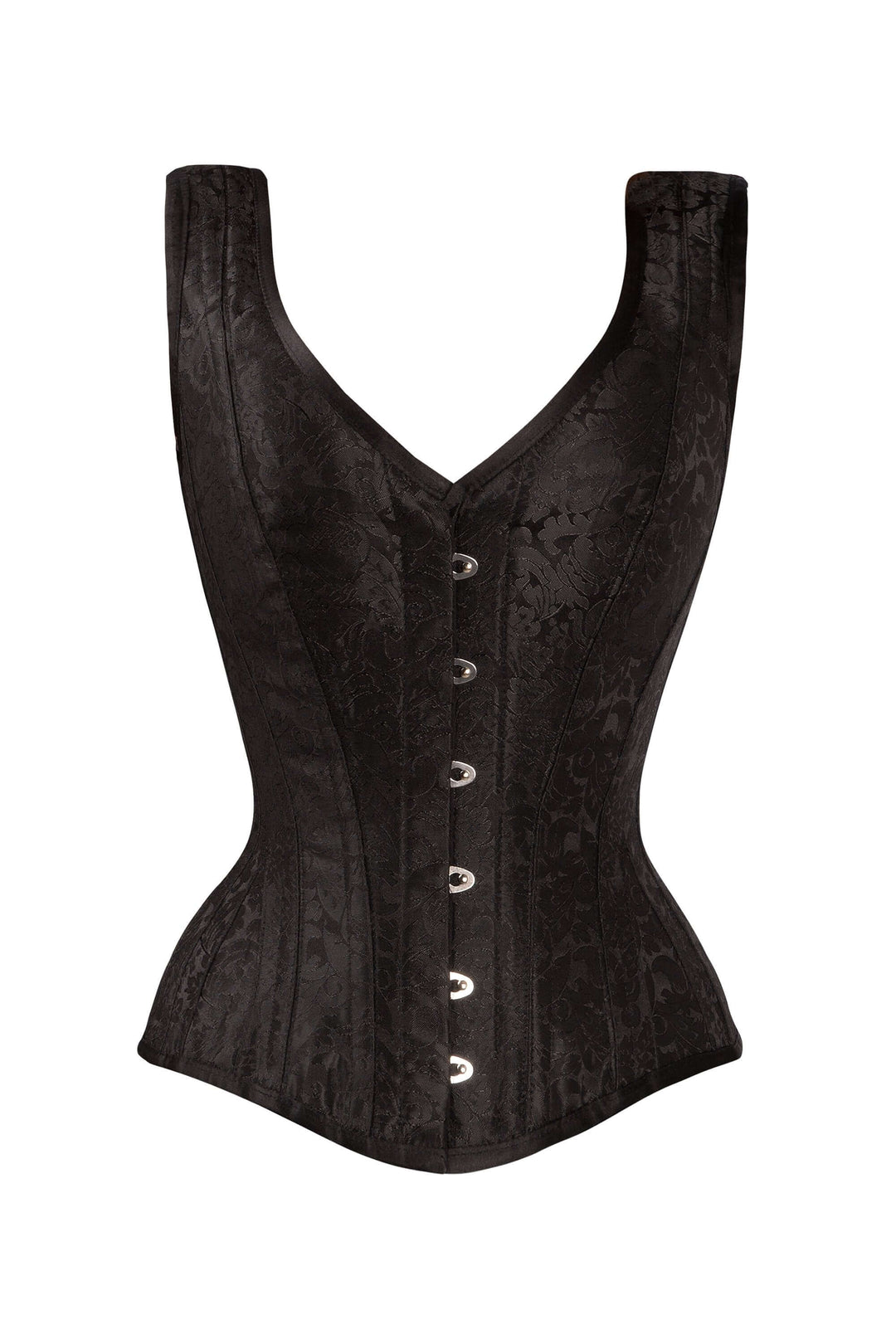Jenz Black Brocade Overbust Corset With Shoulder Strap