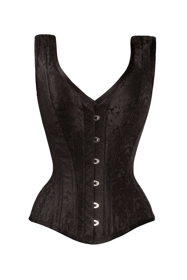 Jenz Black Brocade Overbust Corset With Shoulder Strap