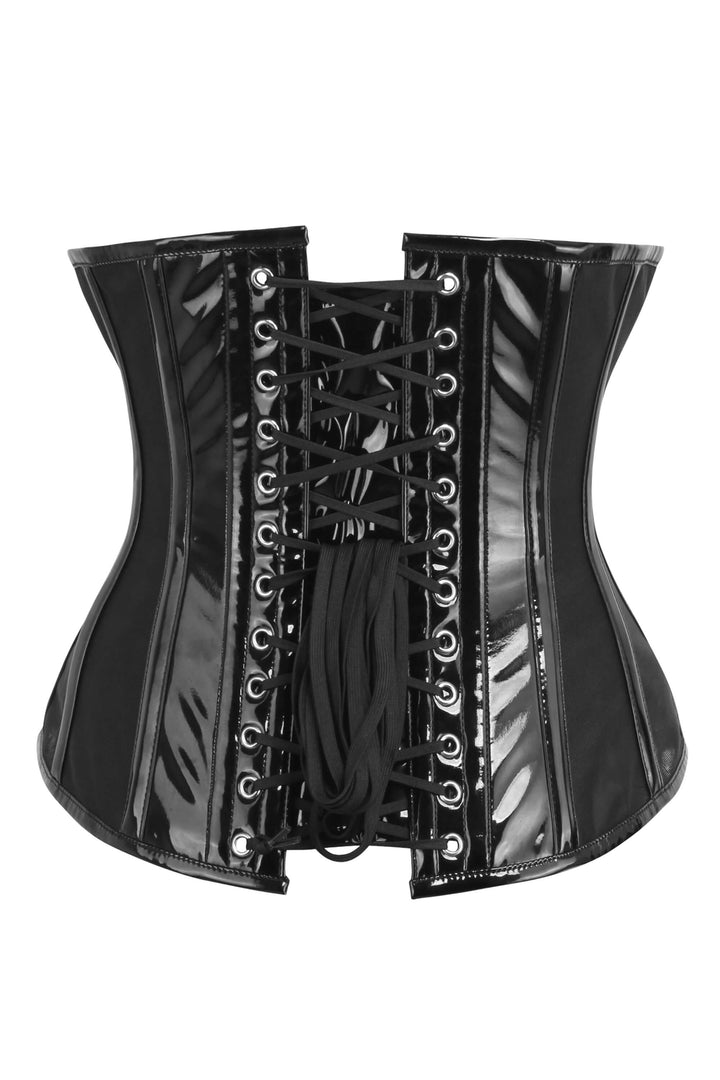 Illis Green Satin & Black Mesh Underbust Corset