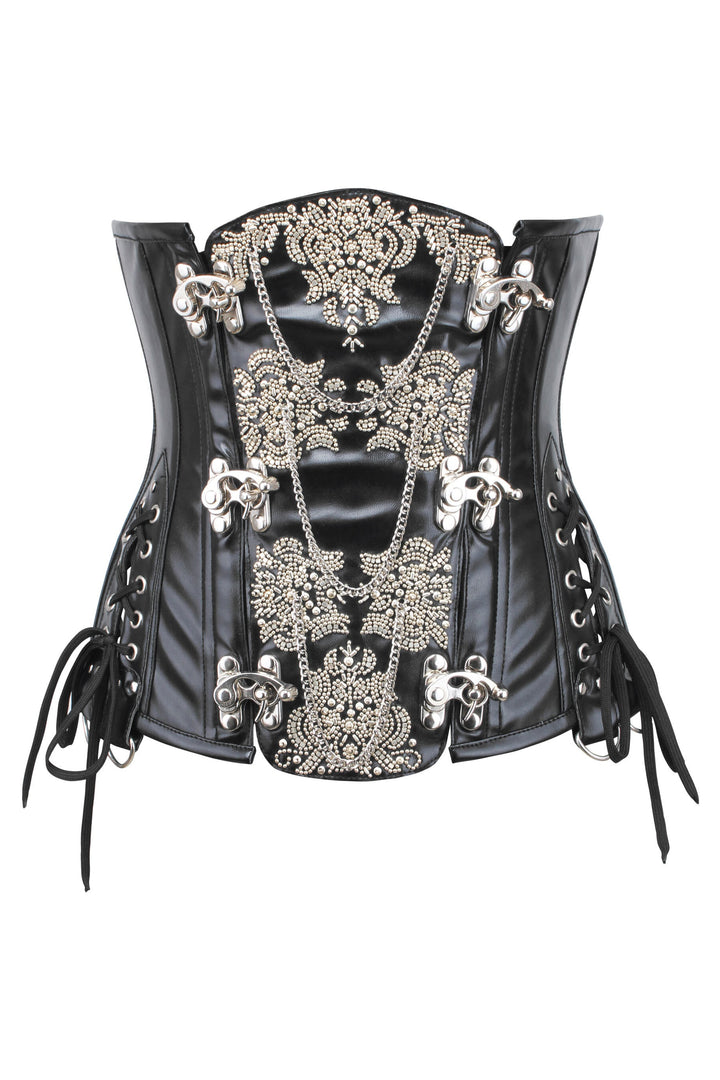 Aherman Black Steampunk Underbust Corset