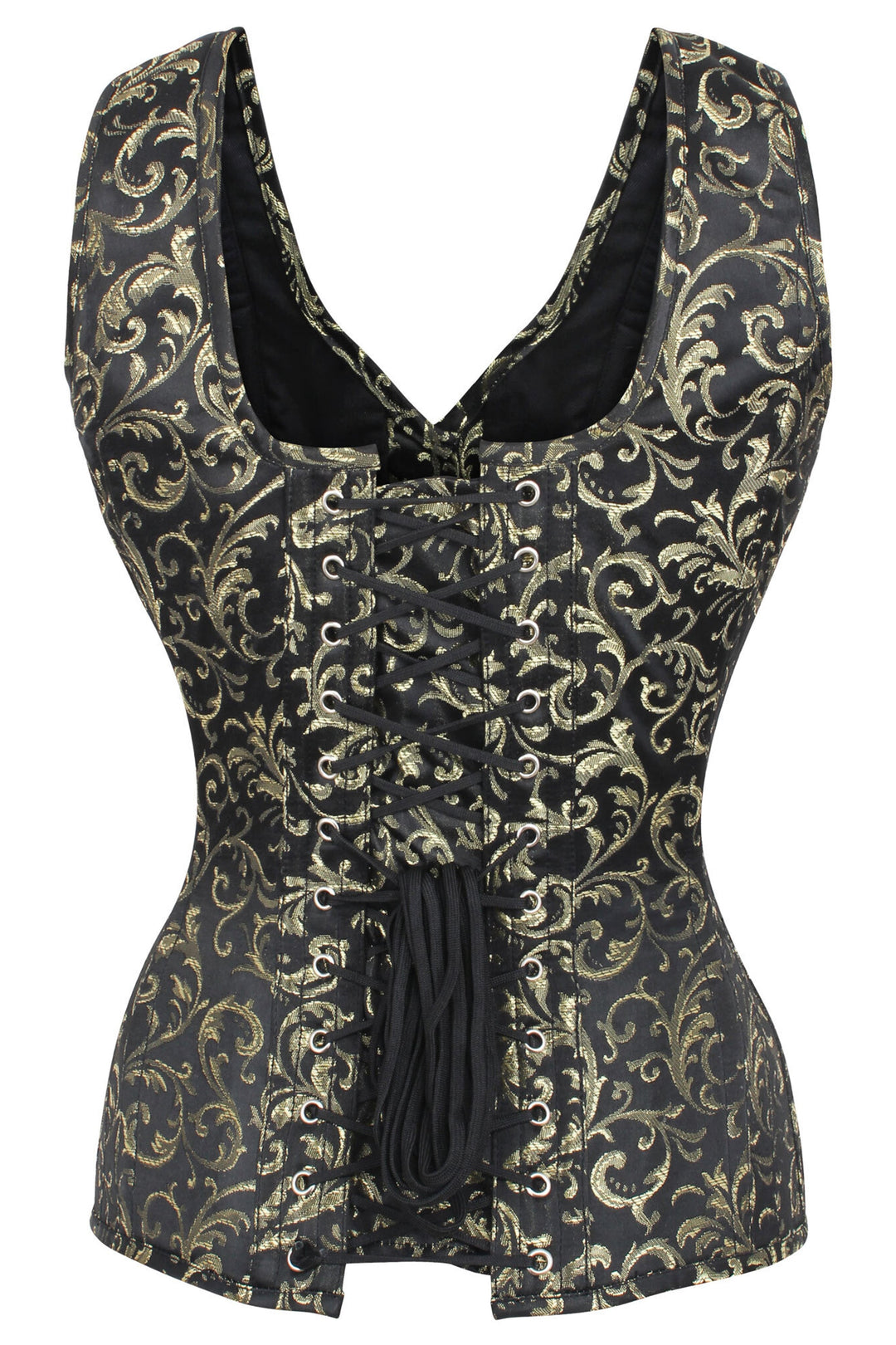 Jenz Black Brocade Overbust Corset With Shoulder Strap