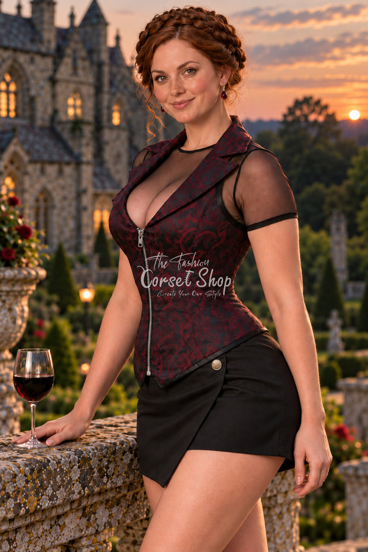 Anock Brocade Overbust Corset With Zip Front