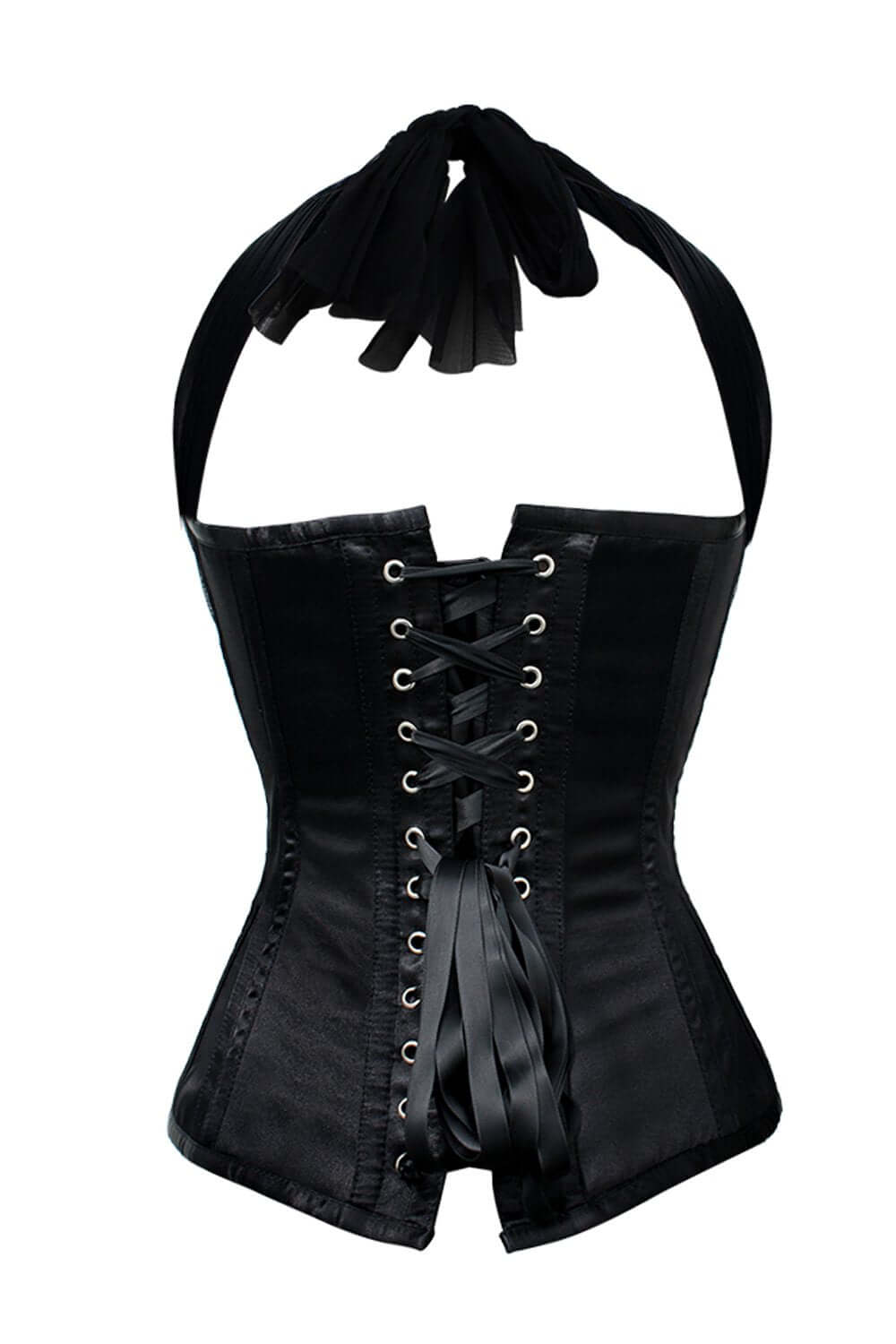 Bohle Black & Red Satin Overbust Corset With Halter Neck