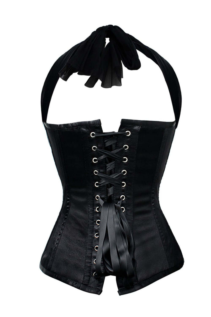 Bohle Black & Red Satin Overbust Corset With Halter Neck