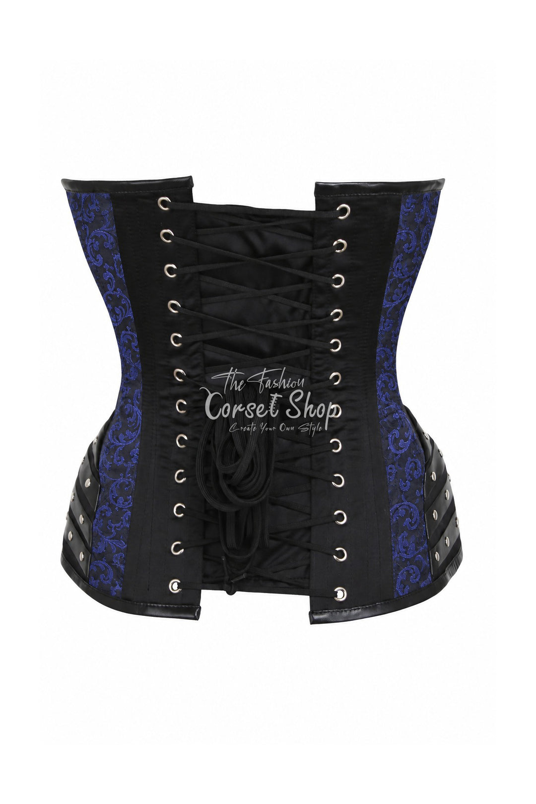 Hollie Black Overbust with Brown Brocade Panels