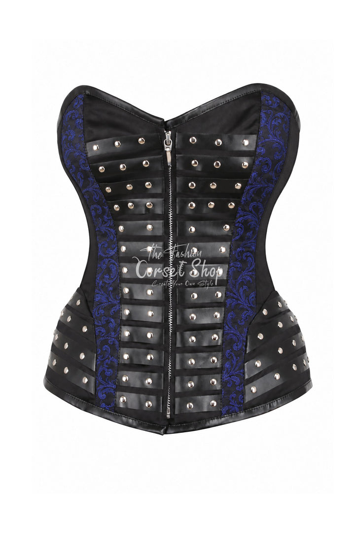 Hollie Black Overbust with Brown Brocade Panels