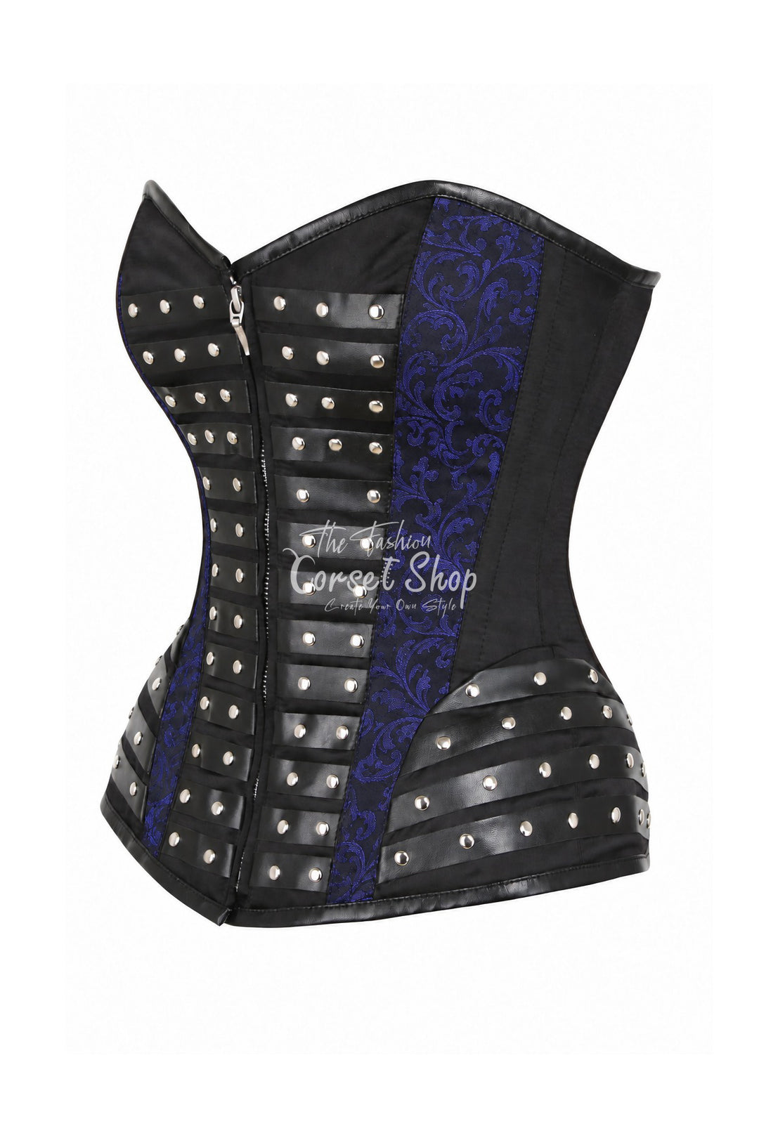 Hollie Black Overbust with Brown Brocade Panels
