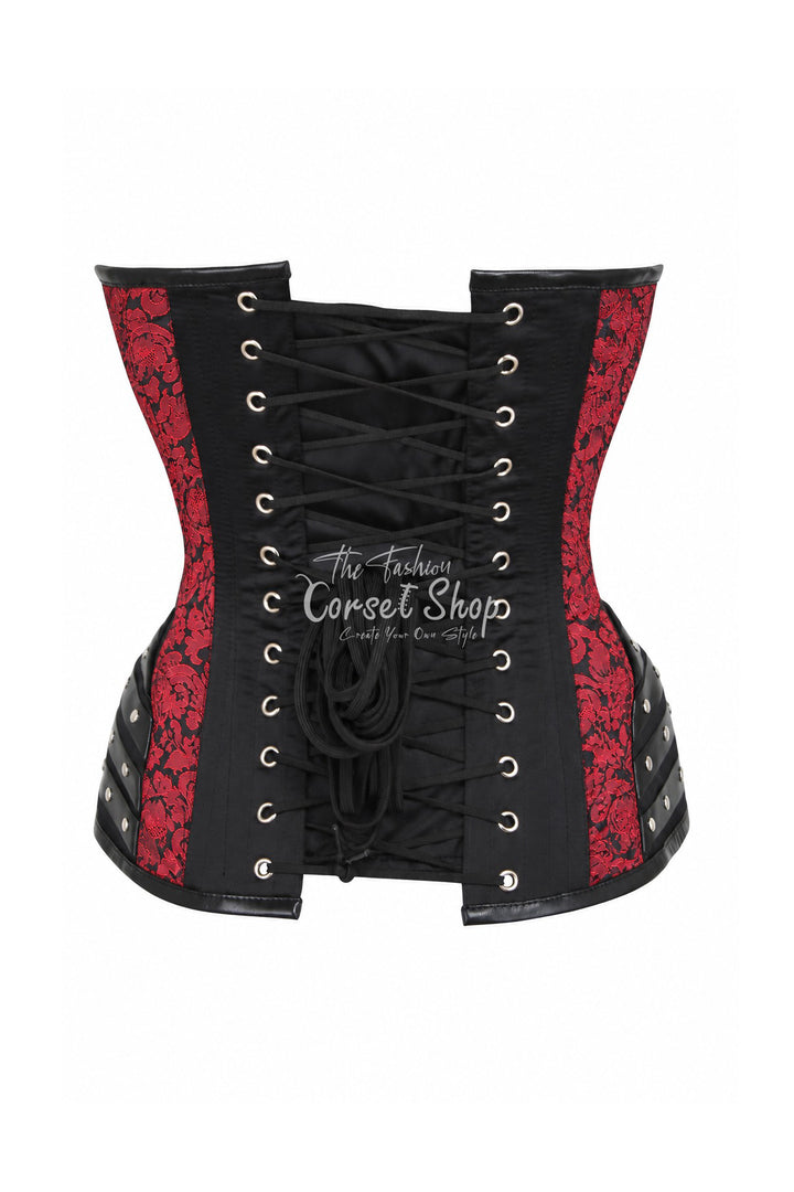 Hollie Black Overbust with Brown Brocade Panels