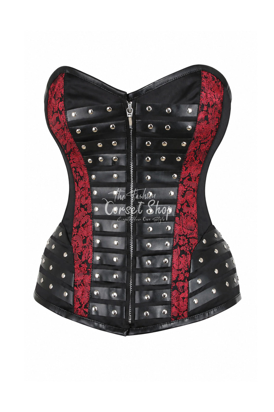 Hollie Black Overbust with Brown Brocade Panels