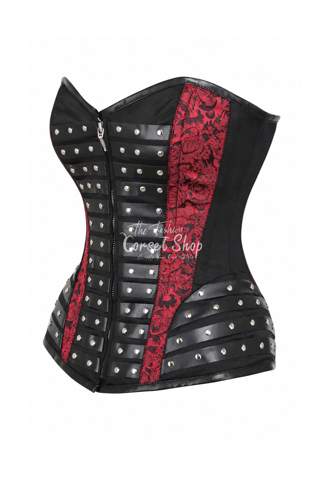 Hollie Black Overbust with Brown Brocade Panels