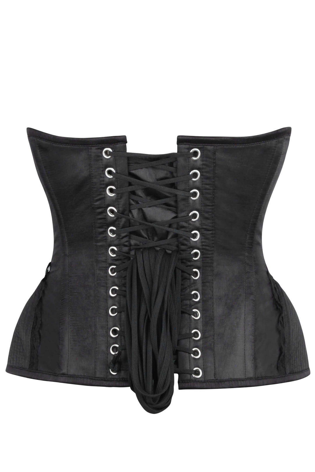 Zenal Black Satin Underbust Corset With Bullet Hip Gores