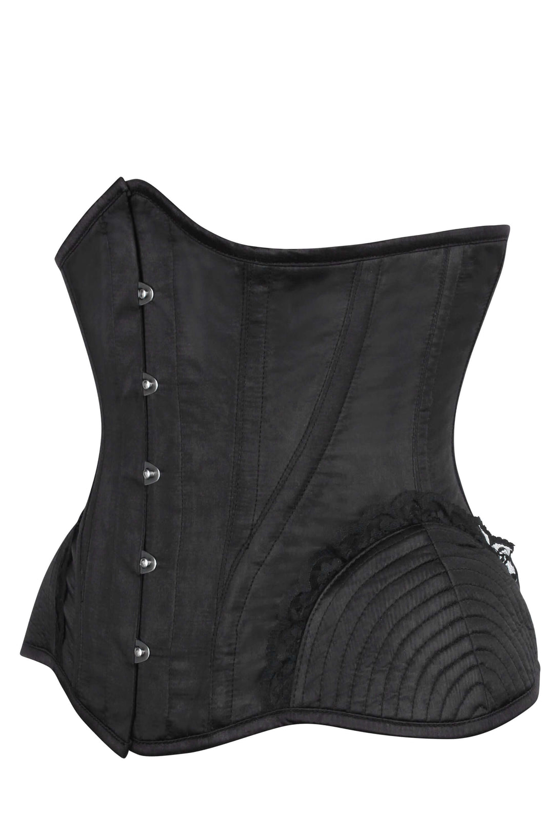 Zenal Black Satin Underbust Corset With Bullet Hip Gores