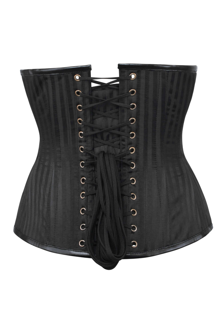Heesh Black Brocade Embroidery Steampunk Corset
