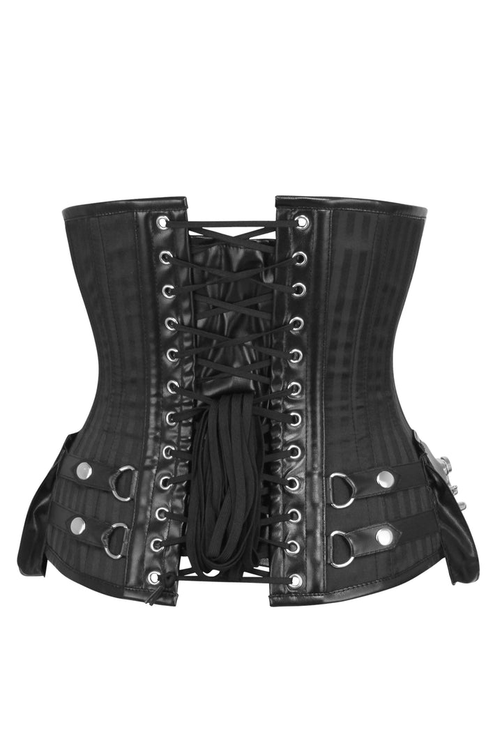 Pegeq Black Stripe Brocade Pirate Underbust Corset