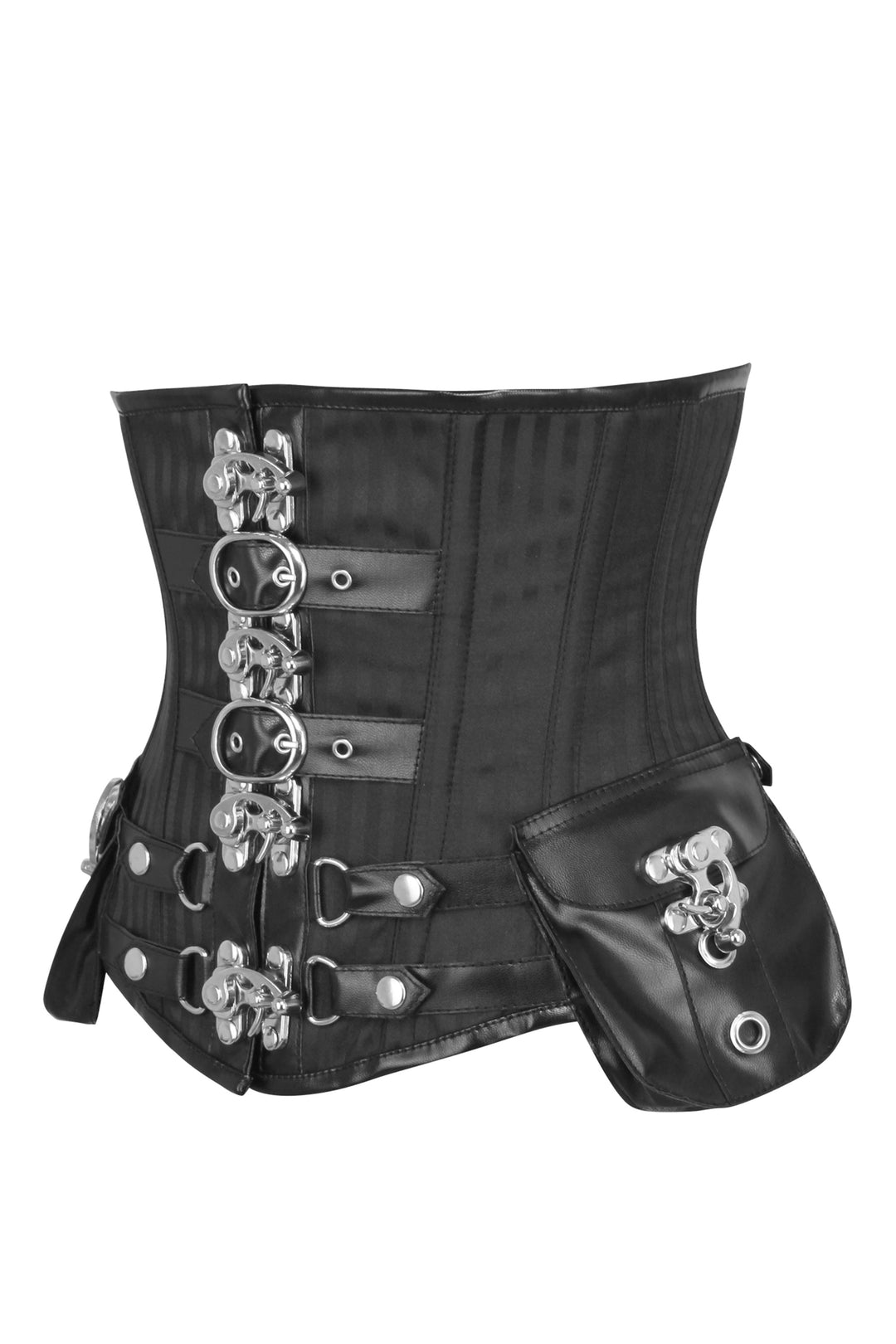 Pegeq Black Stripe Brocade Pirate Underbust Corset
