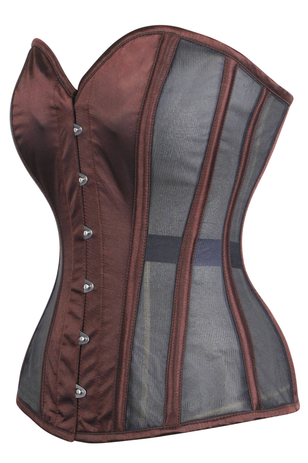 Nojak Pink Satin & Mesh Overbust Corset
