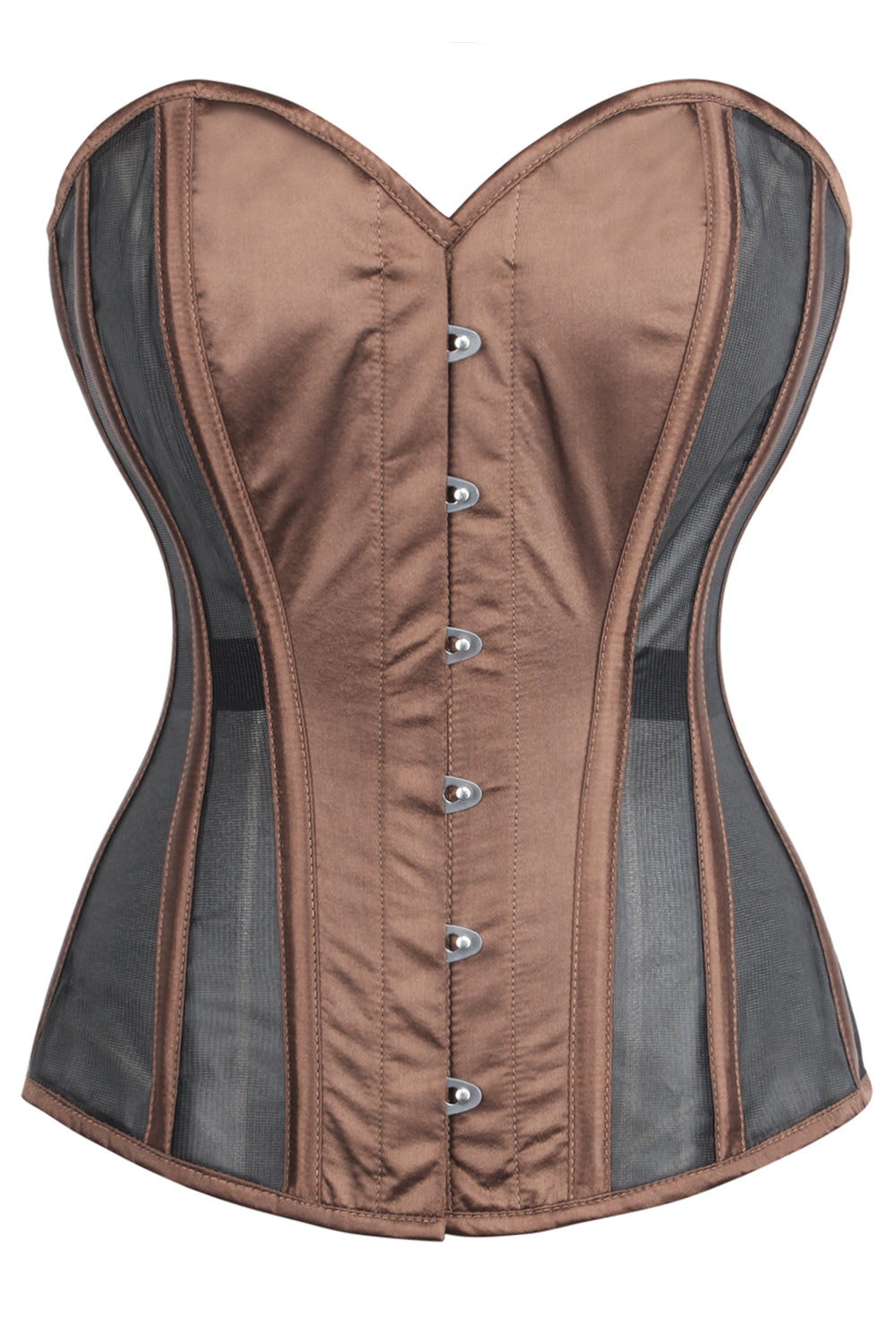Nojak Pink Satin & Mesh Overbust Corset