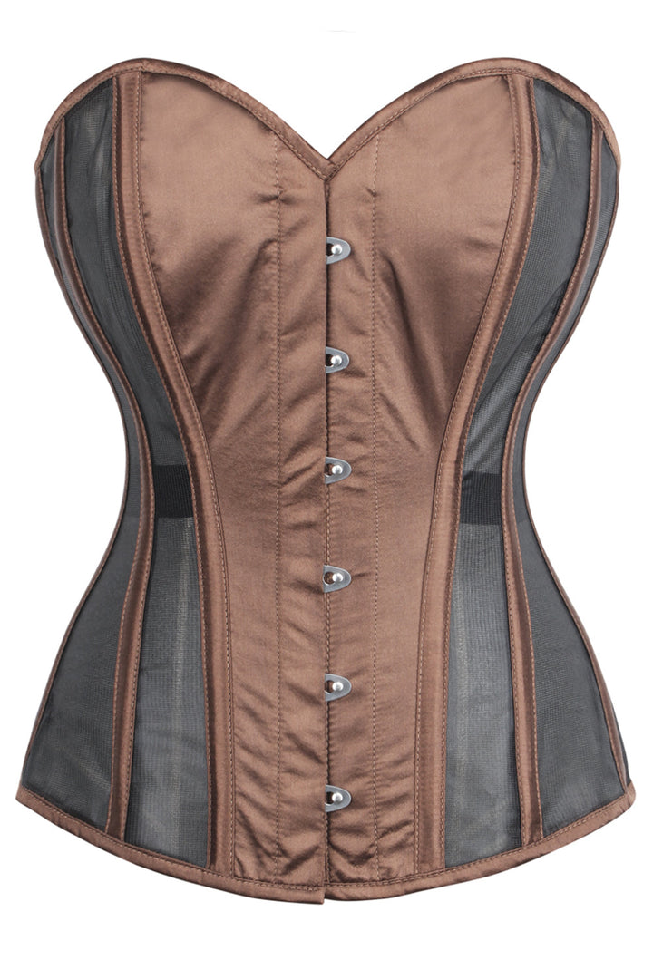Nojak Pink Satin & Mesh Overbust Corset