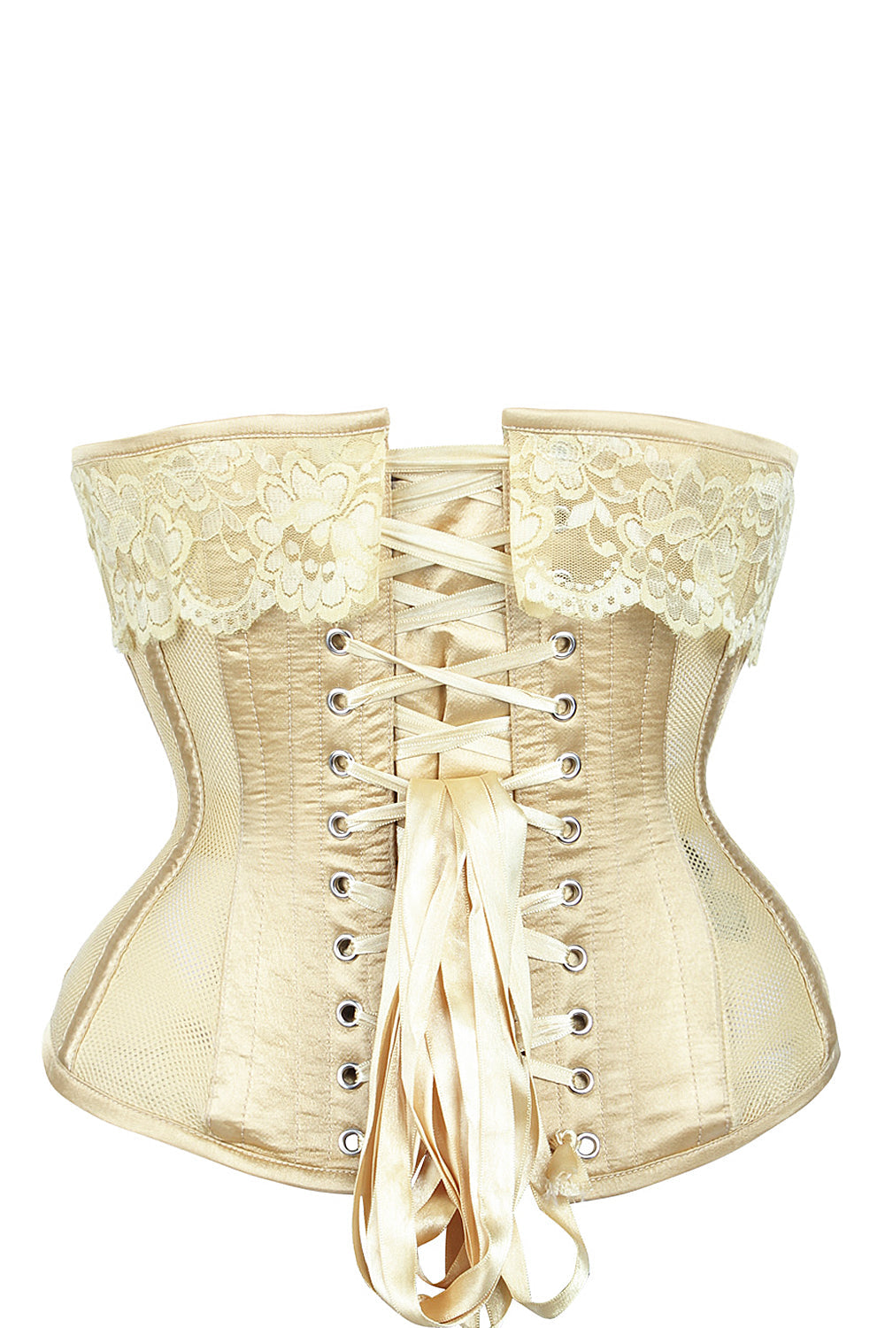 Bingham Gold Satin Bridal Corset with Mesh Panels