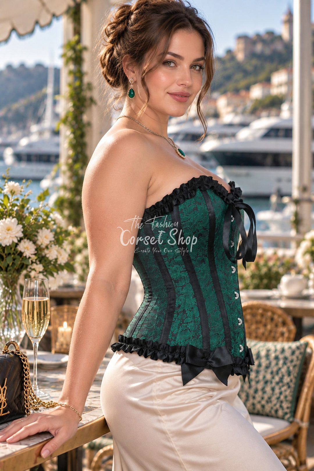 Deman Brocade Burlesque Overbust Corset