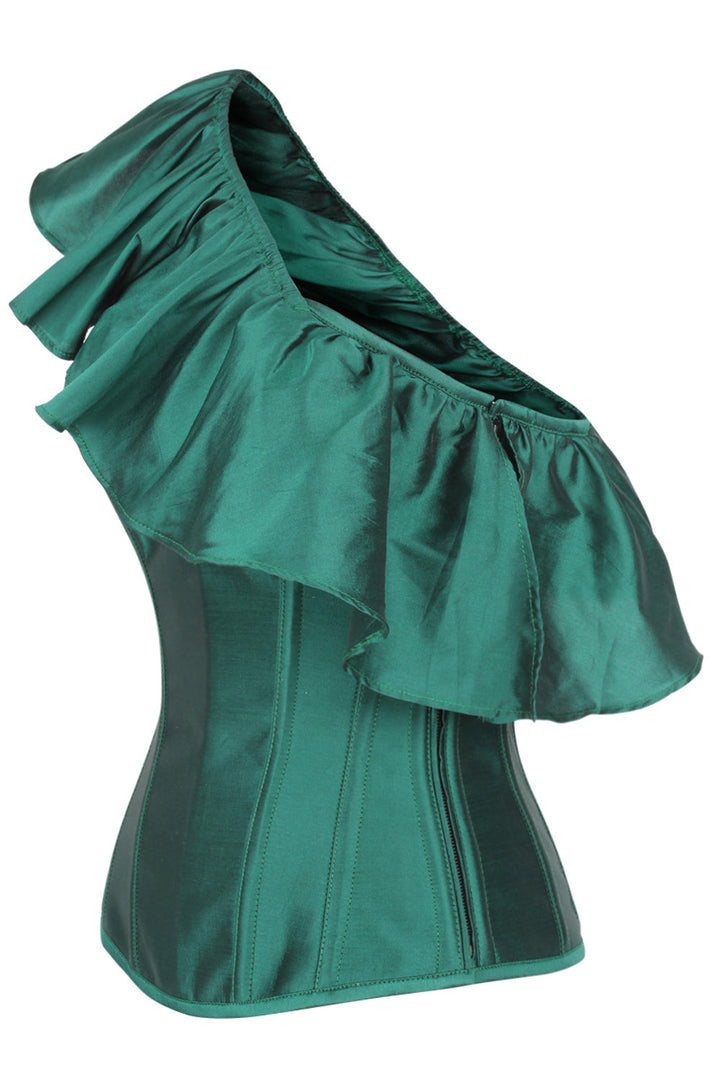 Enij Green Satin Overbust Corset