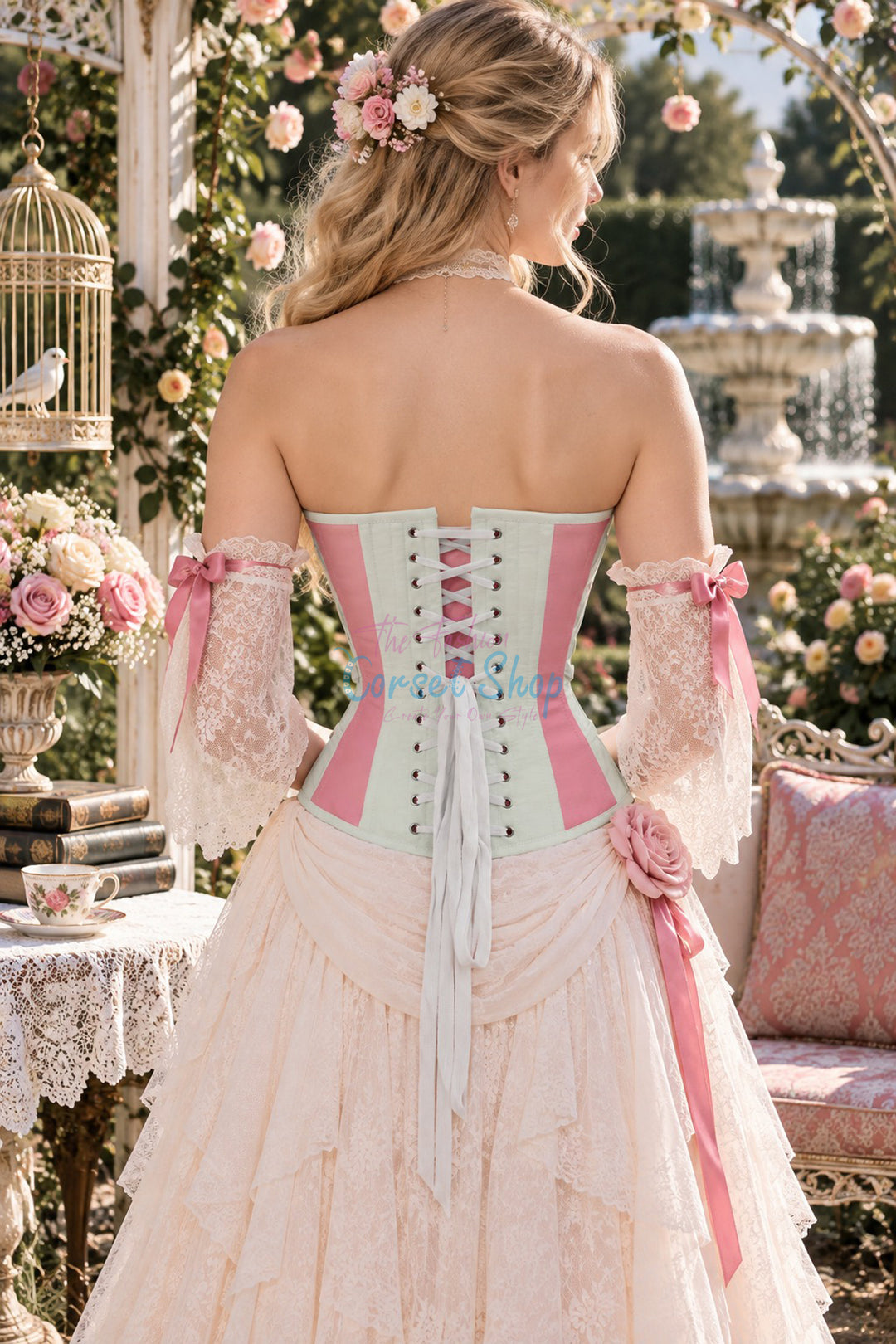 Maggie Satin Overbust Corset With Buckles