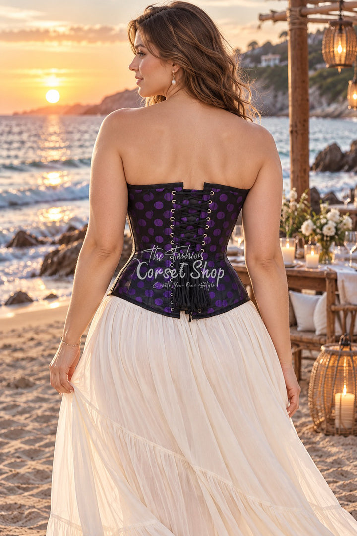Monica Polka Dot Base Brocade Overbust Corset