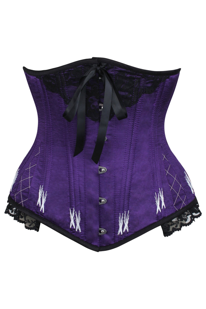 Ctzee Purple Satin Underbust Corset With Flossing