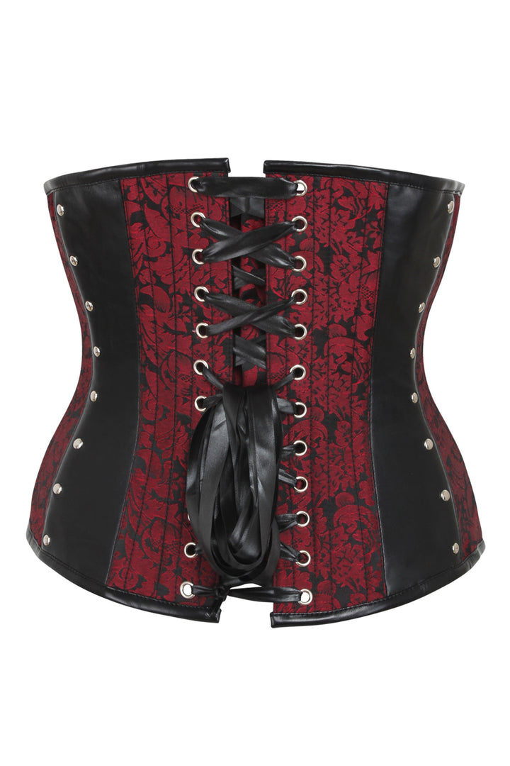 Jesel Broacde & Faux Leather Underbust Corset