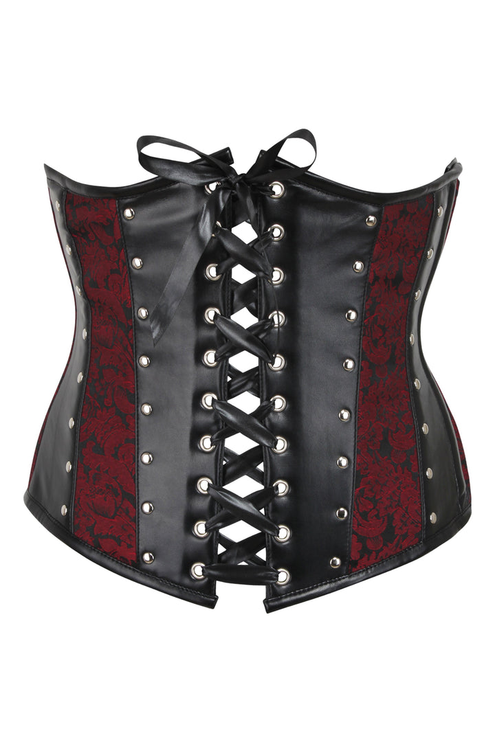 Jesel Broacde & Faux Leather Underbust Corset