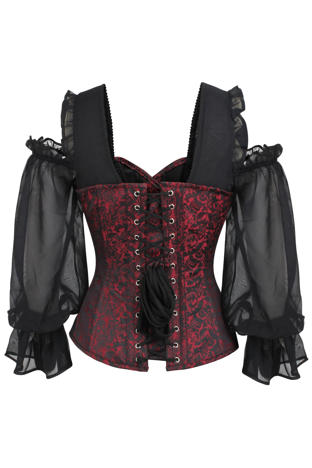 Lopes Black Satin Overbust With Lace Sleeves