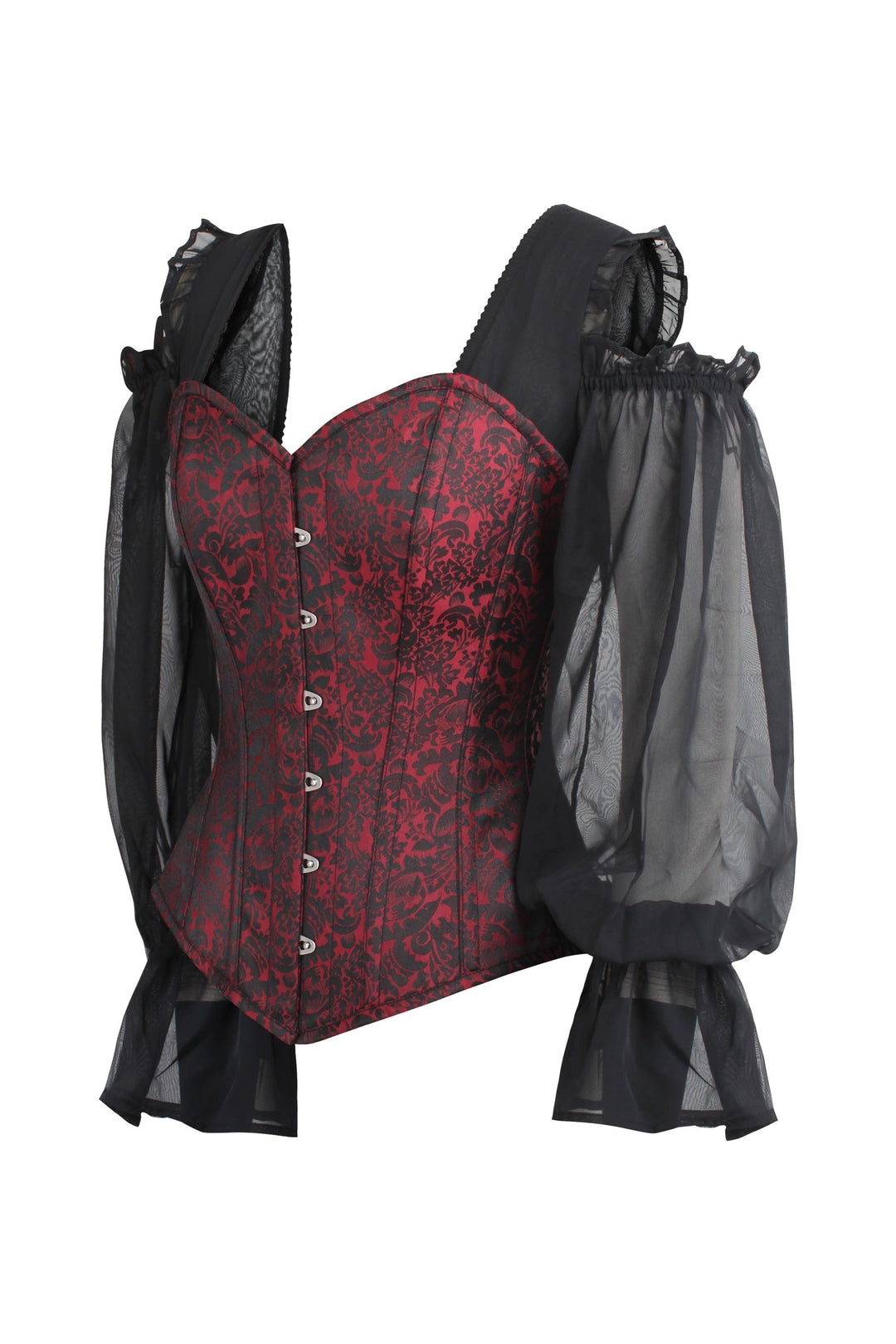 Lopes Black Satin Overbust With Lace Sleeves