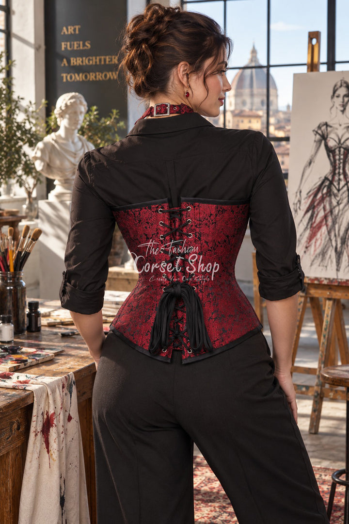 Anock Brocade Overbust Corset With Zip Front