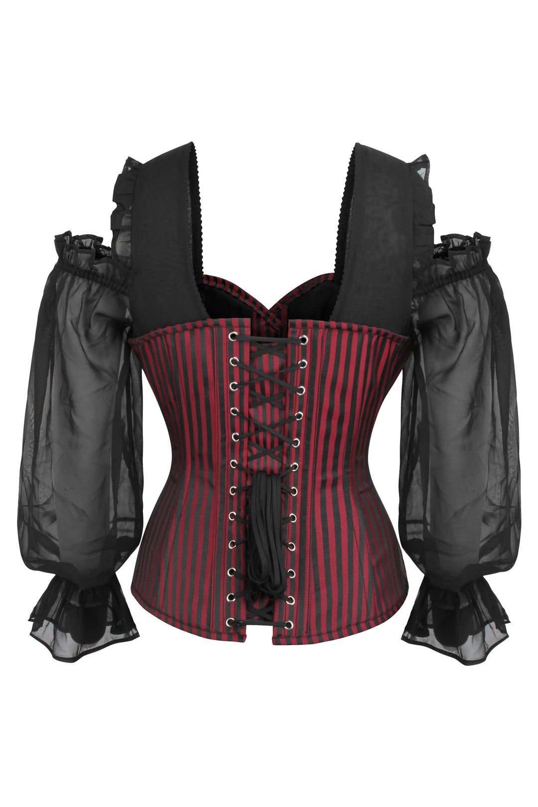 Lopes Black Satin Overbust With Lace Sleeves