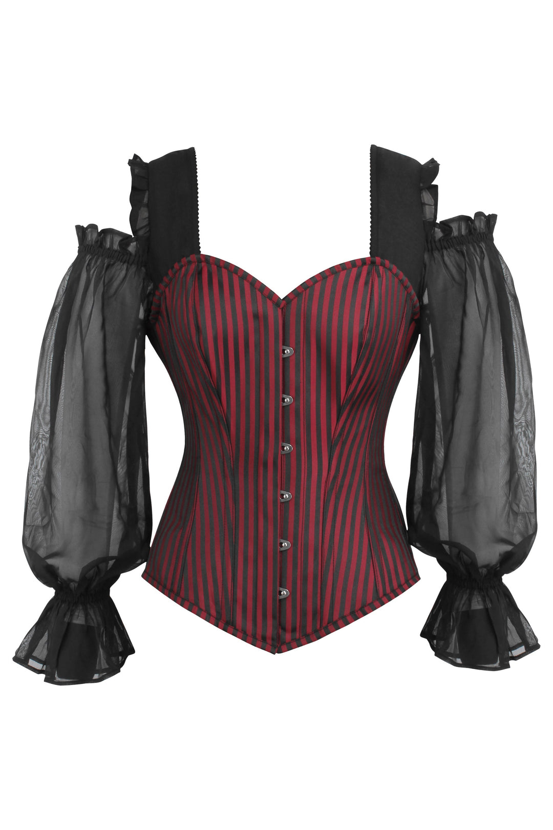 Lopes Black Satin Overbust With Lace Sleeves