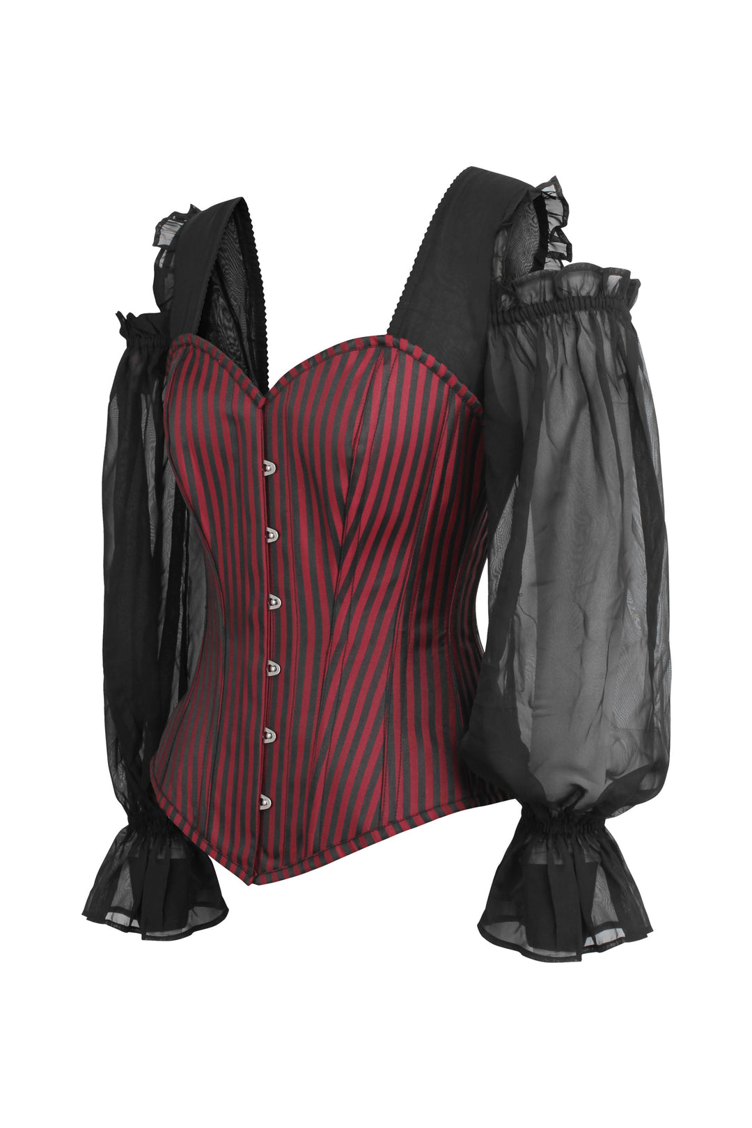 Lopes Black Satin Overbust With Lace Sleeves