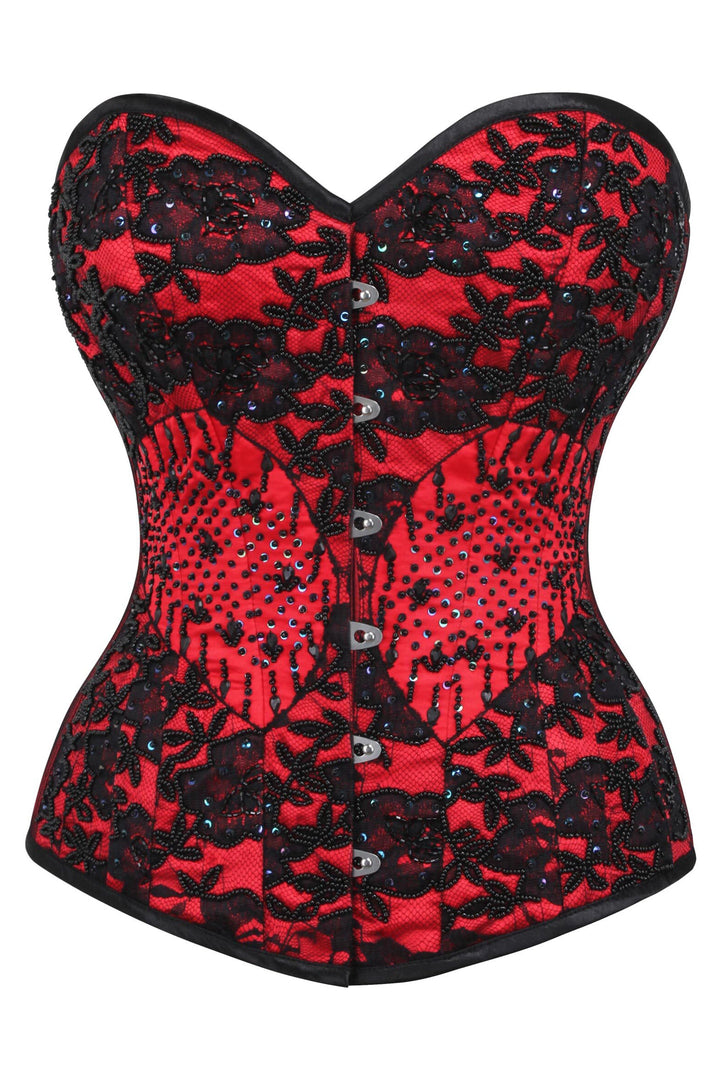 Jecob Red Satin Couture Overbust Corset