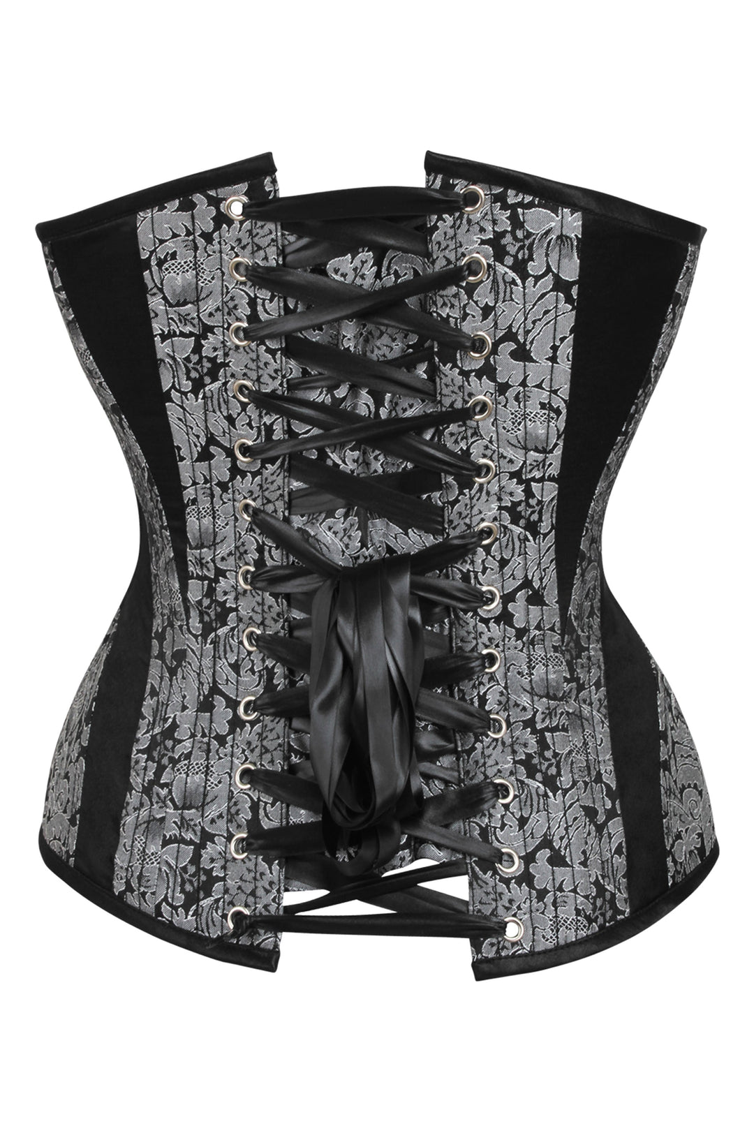 Starcy Silver and Black Overbust Corset with Side Zip