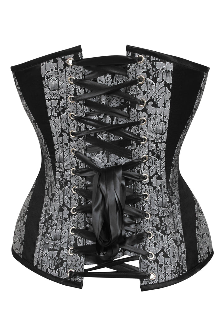 Starcy Silver and Black Overbust Corset with Side Zip