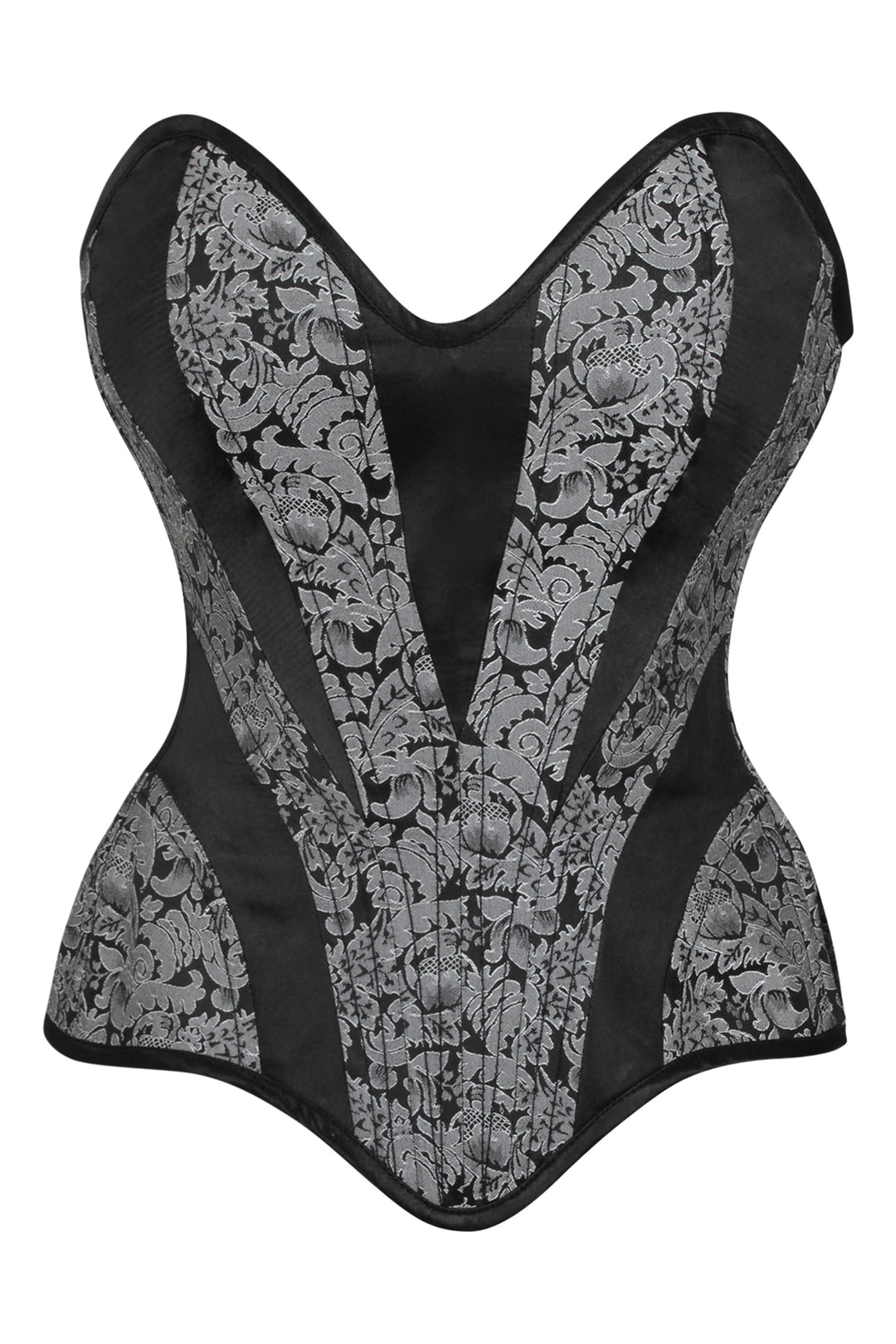 Starcy Silver and Black Overbust Corset with Side Zip