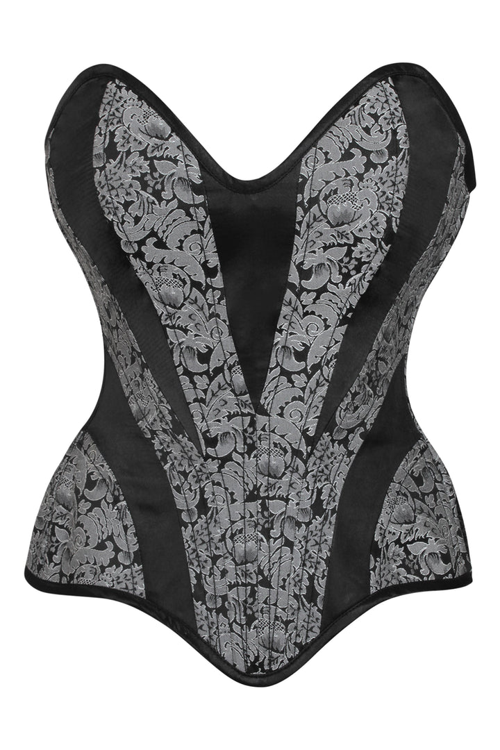 Starcy Silver and Black Overbust Corset with Side Zip