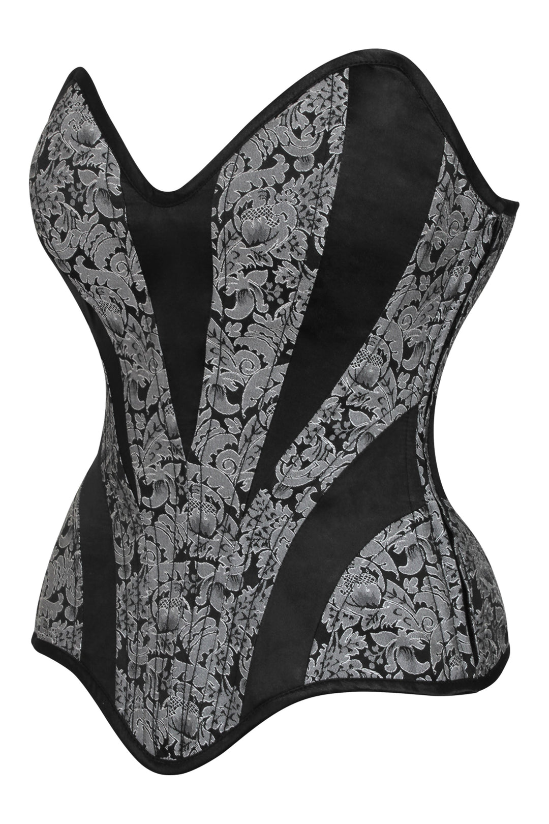 Starcy Silver and Black Overbust Corset with Side Zip