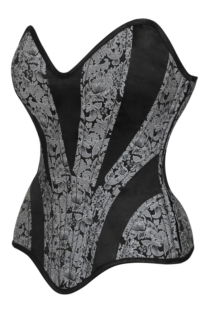 Starcy Silver and Black Overbust Corset with Side Zip