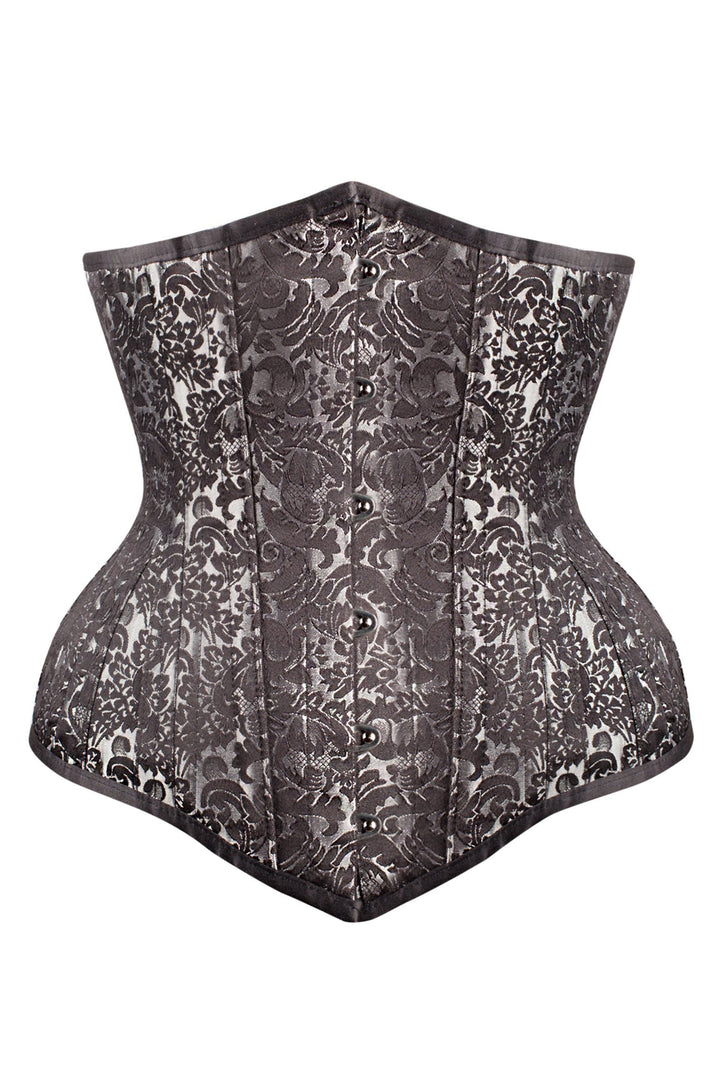 Yenda Silver Brocade Underbust Corset