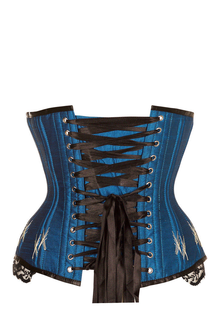 Phelix Turquosie Satin Underbust Corset With Flossing