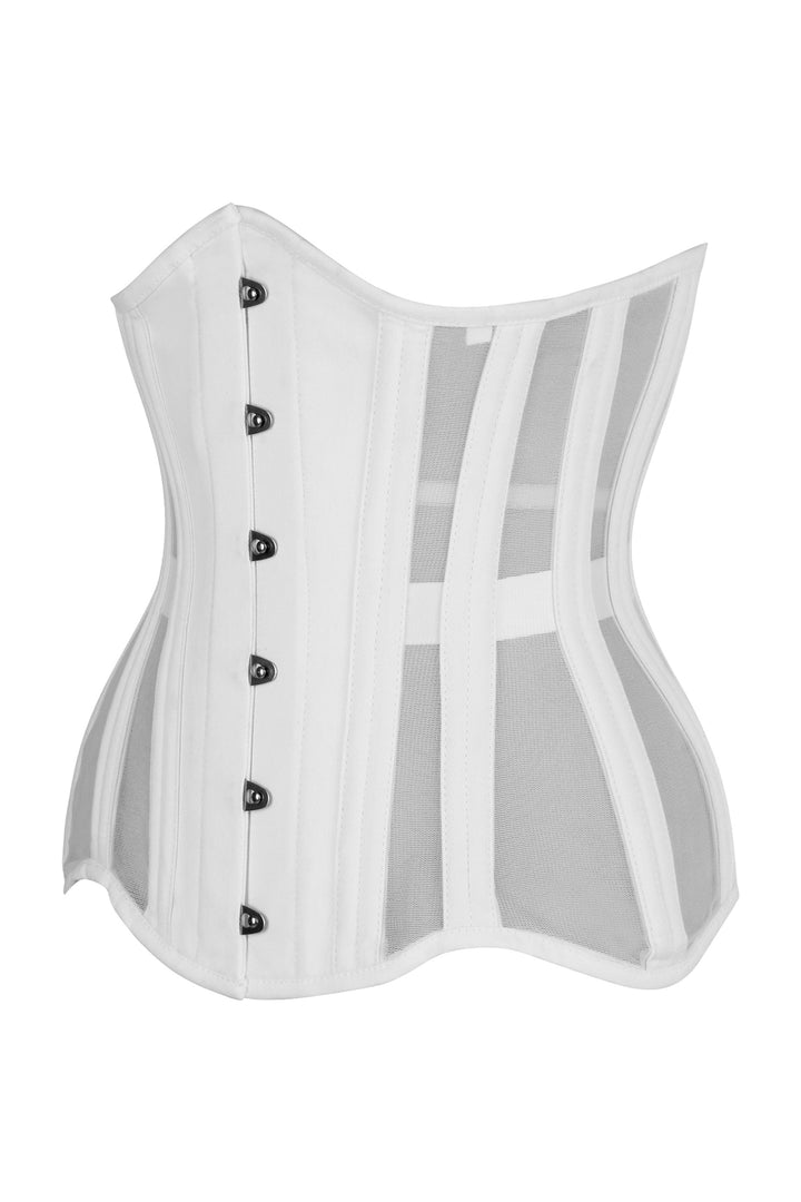 Zake White Cotton and Mesh Underbust Corset