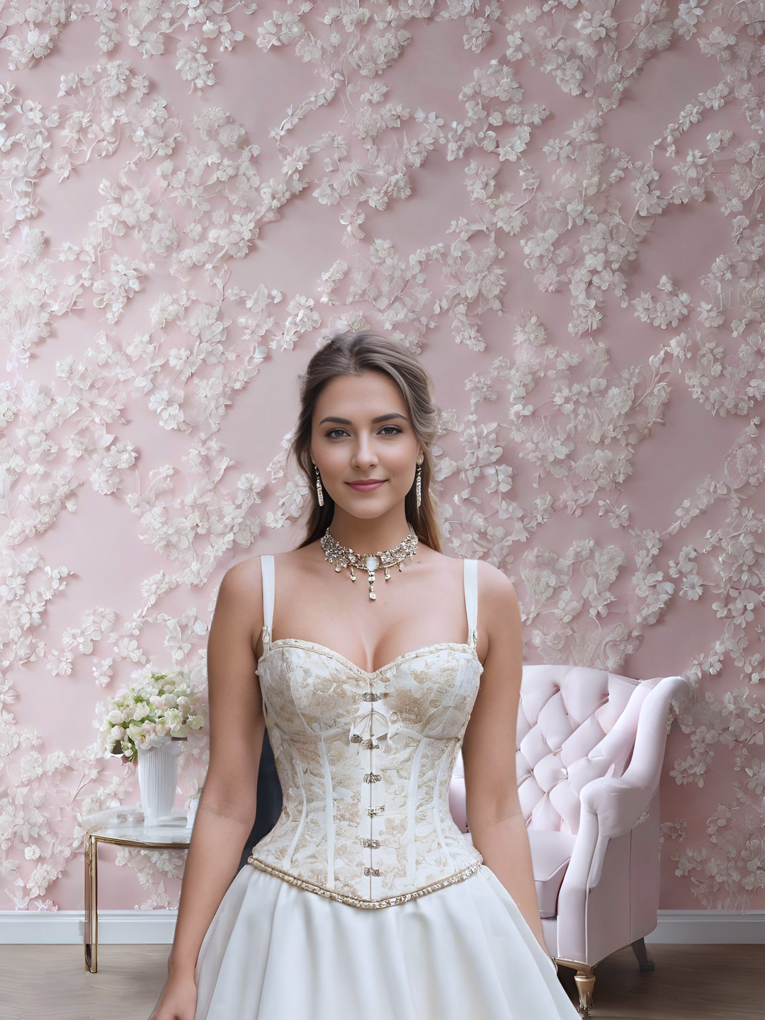 Mag Satin Overbust Corset With Buckles