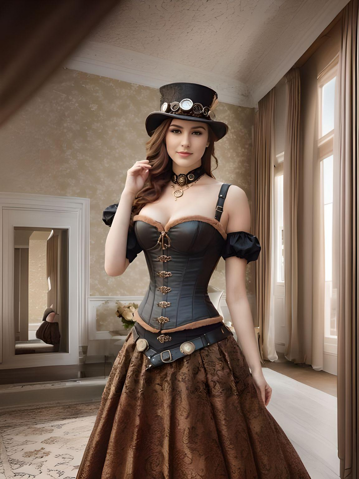 Mag Satin Overbust Corset With Buckles