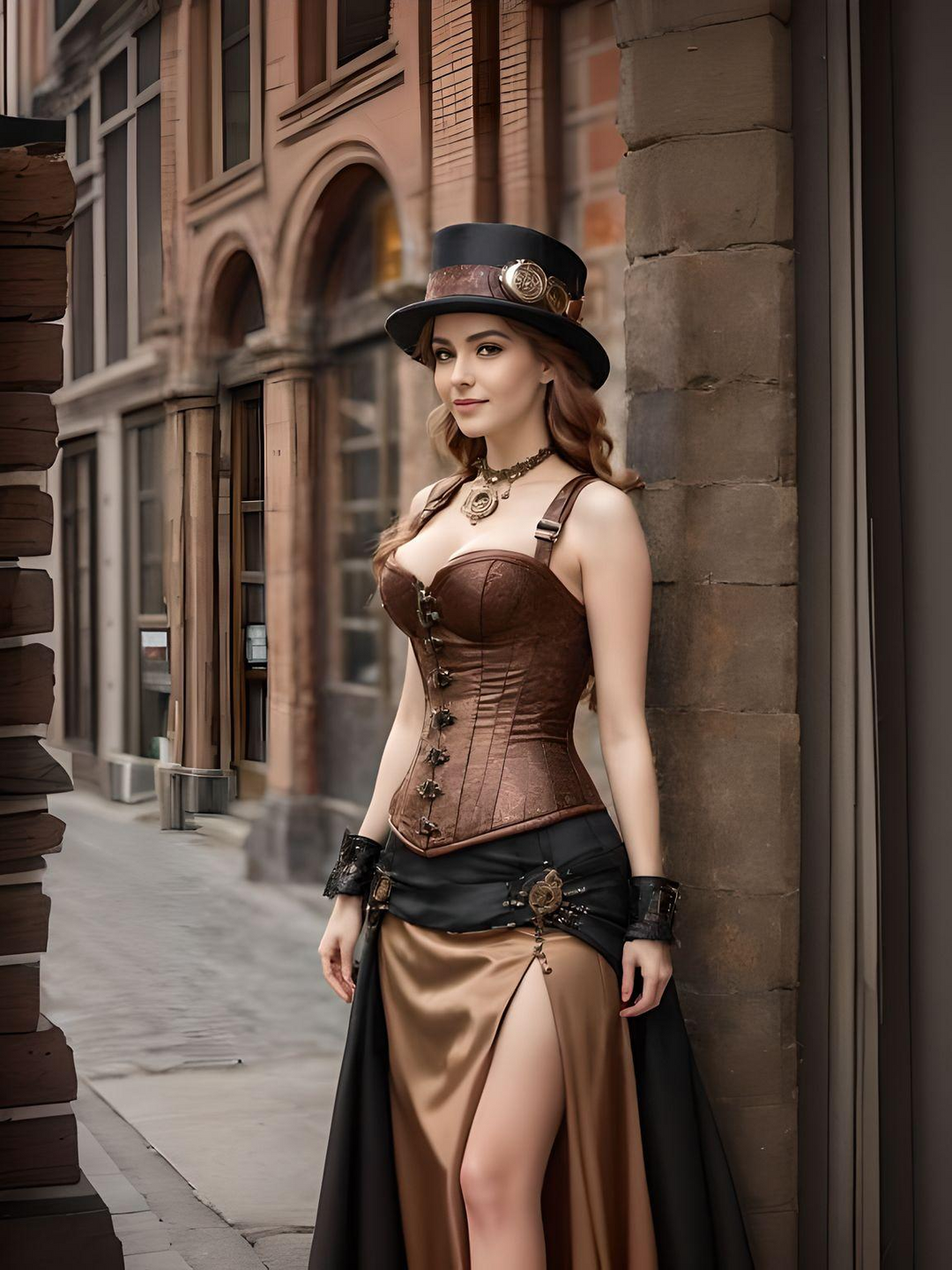 Mag Satin Overbust Corset With Buckles