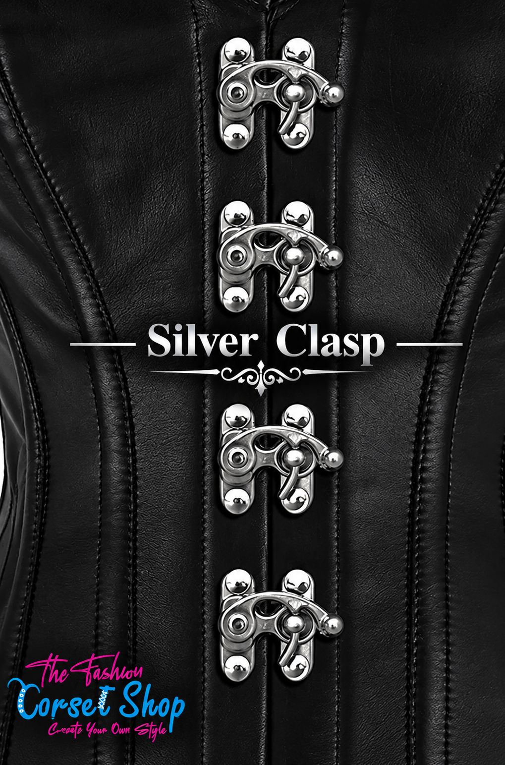 Silver Antique busk zip clasp